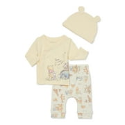 Disney Baby Wishes + Dreams Winnie the Pooh Infant Baby Take Me Home Hat, Long-Sleeve Tee, and Pants Outfit Set, 3-Piece Sizes Preemie-6 Months