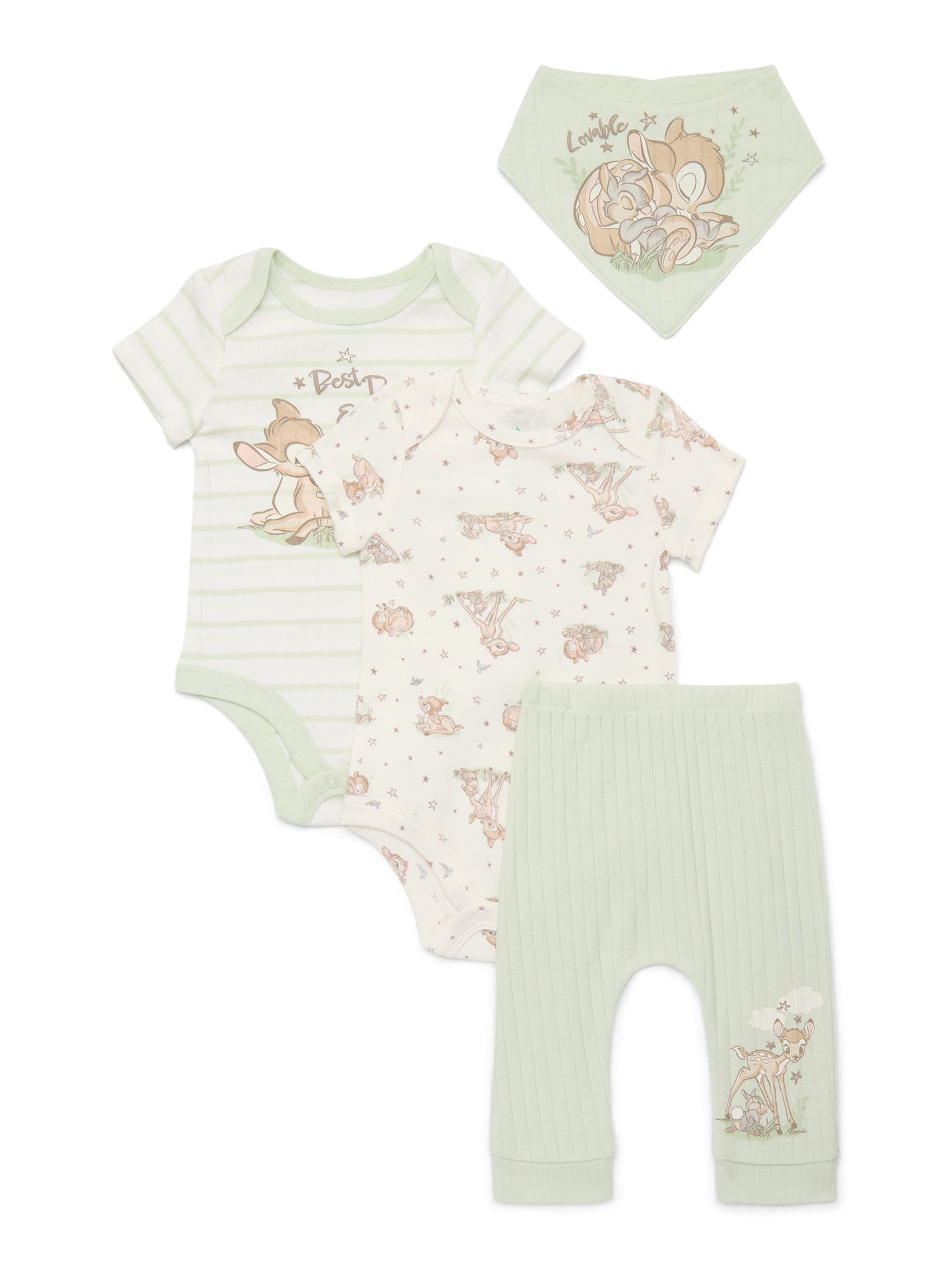 Disney Baby Wishes and Dreams Character Baby Layette Newborn Essentials Gift Set, 4-Piece, Sizes Newborn-12