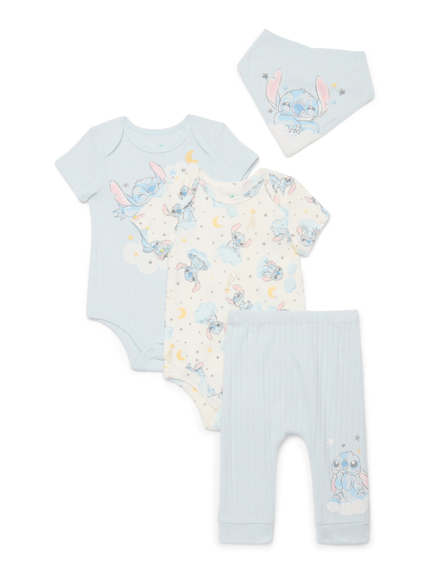 Disney Baby Wishes and Dreams Character Baby Layette Newborn Essentials Gift Set, 4-Piece, Sizes Newborn-12 Months