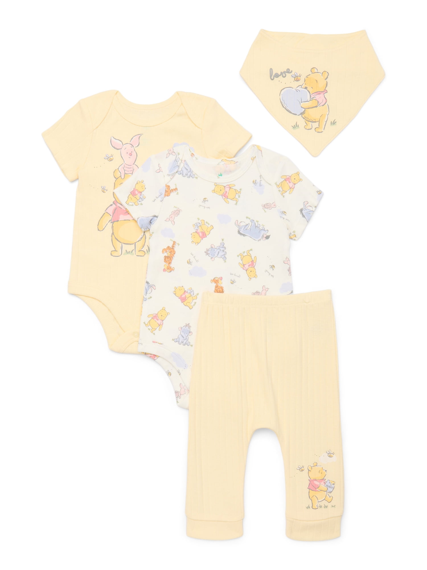 Disney Baby Wishes and Dreams Character Baby Layette Newborn Essentials Gift Set, 4-Piece, Sizes Newborn-12 Months