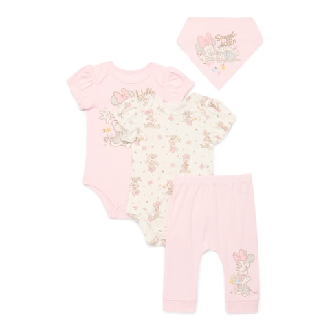 Disney Baby Wishes and Dreams Character Baby Layette Newborn Essentials Gift Set, 4-Piece, Sizes Newborn-12 Months