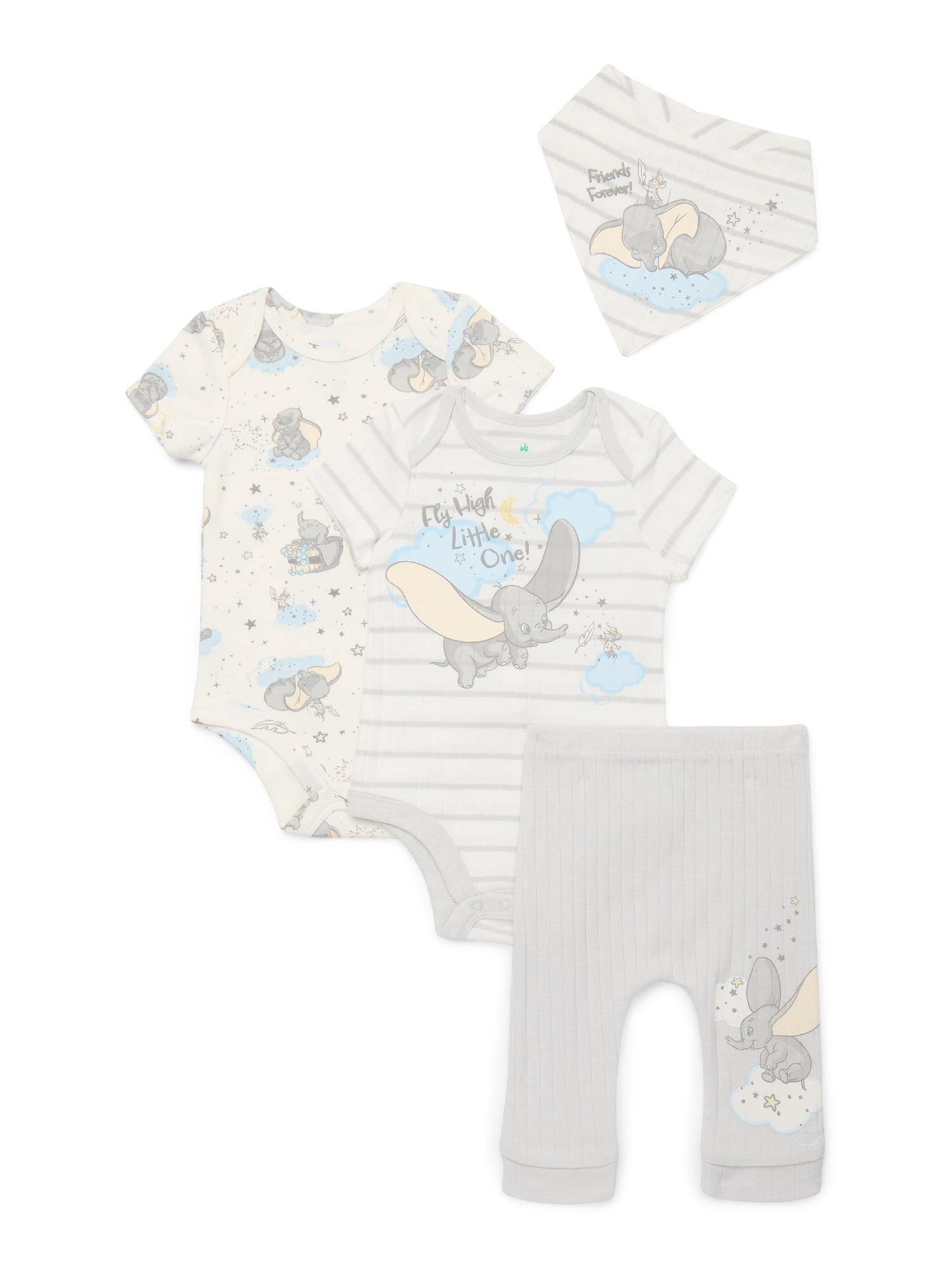 Disney Baby Wishes and Dreams Character Baby Layette Newborn Essentials Gift Set, 4-Piece, Sizes Newborn-12 Months