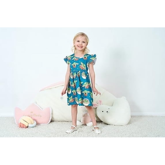 Baby Glamour Boutique Toddler Girls Galaxy Alien Princess Dress - 90% Cotton Space Birthday Party Outfit, Size 2T