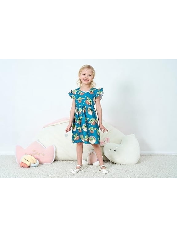 Baby Glamour Boutique Toddler Girls Galaxy Alien Princess Dress - 90% Cotton Space Birthday Party Outfit, Size 2T