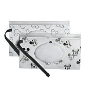 Disney Baby by J.L. Childress Reusable Wet Wipes Case 2-Pack. Mickey and Minnie. White. Adult.