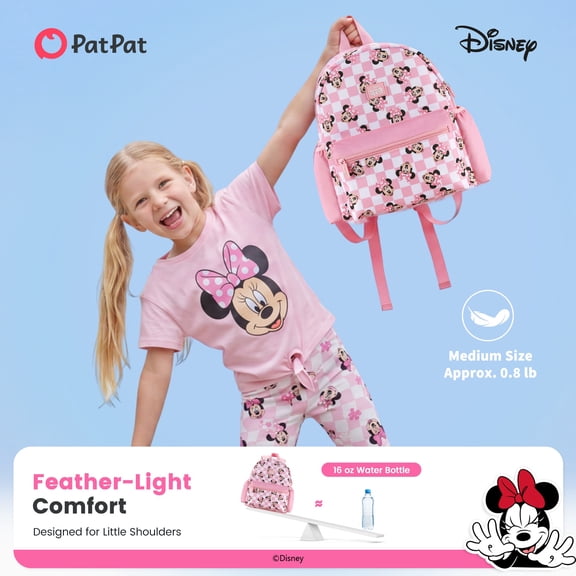 Disney Minnie Mouse Girl Cute Backpack Water Resistant Toddler Backpack School Kids Pink Elementary Bookbag