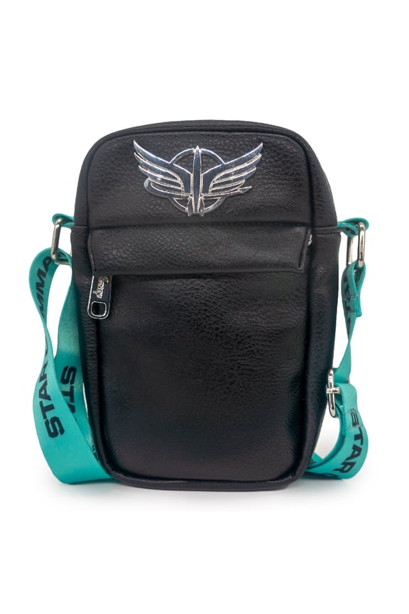 Disney Bag, Crossbody, Pixar, Lightyear Star Command Silver Wings Logo, Black, Vegan Leather