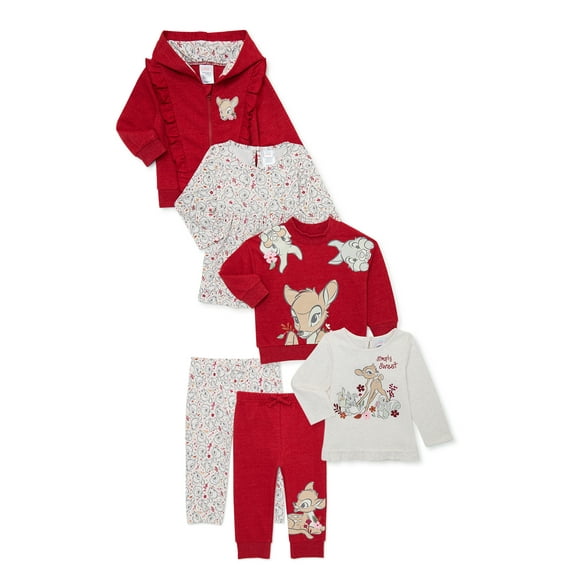 Disney Bambi Baby Girls Mix and Match Outfit Set, 6-Piece, Sizes 0/3-24 Months