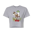 thumbnail image 1 of Disney Bambi - Christmas - Botanical Butterfly - Juniors Cropped Cotton Blend T-Shirt, 1 of 5