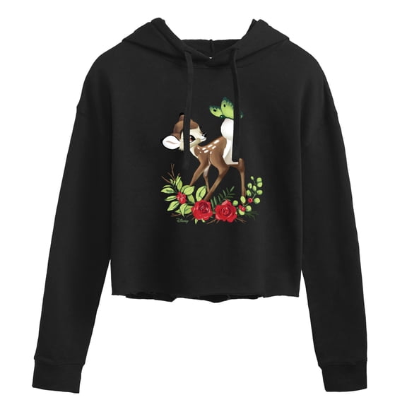 Disney Bambi - Christmas - Botanical Butterfly - Juniors Cropped Pullover Hoodie