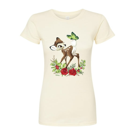 Disney Bambi - Christmas - Botanical Butterfly - Juniors Fitted Graphic T-Shirt