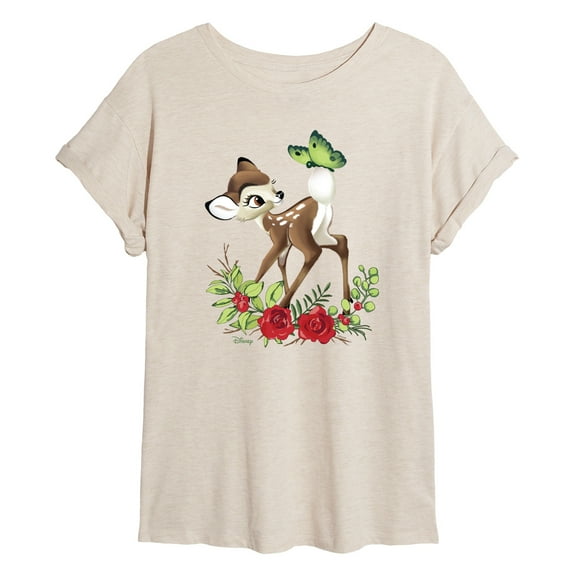 Disney Bambi - Christmas - Botanical Butterfly - Women's Oversized T-Shirt