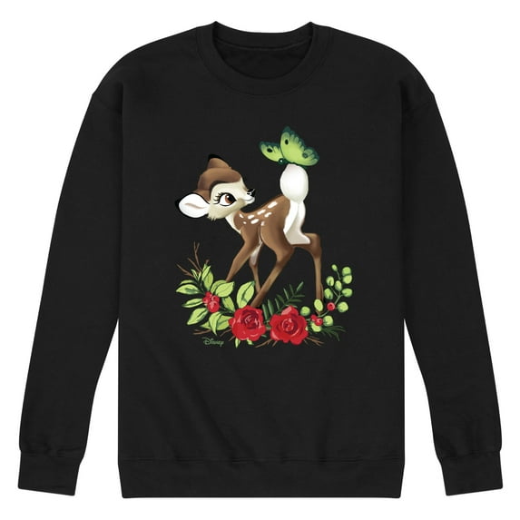 Disney Bambi - Christmas - Botanical Butterfly - Men's Crew Neck Fleece Pullover