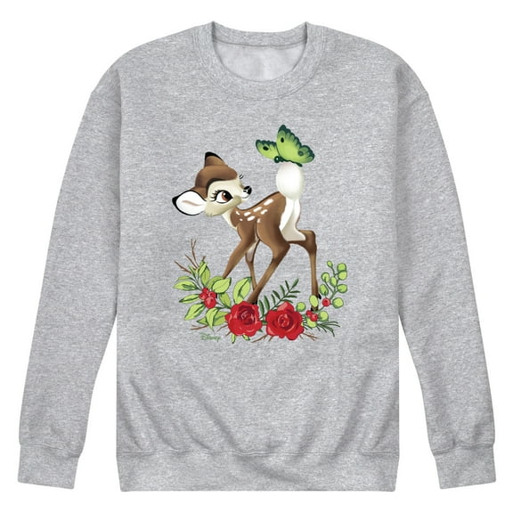 Disney Bambi - Christmas - Botanical Butterfly - Men's Crew Neck Fleece Pullover