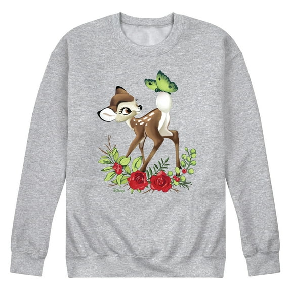 Disney Bambi - Christmas - Botanical Butterfly - Men's Crew Neck Fleece Pullover