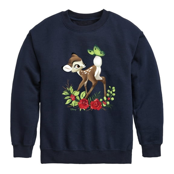 Disney Bambi - Christmas Botanical Butterfly - Toddler & Youth Crewneck Fleece Sweatshirt