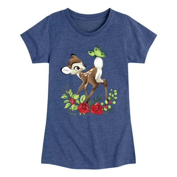 Disney Bambi - Christmas Botanical Butterfly - Toddler & Youth Girls Short Sleeve Graphic T-Shirt