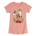 thumbnail image 1 of Disney Bambi - Christmas Botanical Butterfly - Toddler & Youth Girls Short Sleeve Graphic T-Shirt, 1 of 5