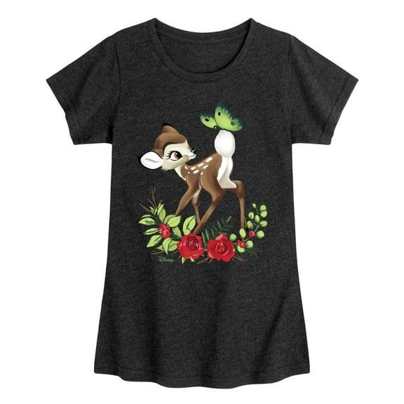 Disney Bambi - Christmas Botanical Butterfly - Toddler & Youth Girls Short Sleeve Graphic T-Shirt