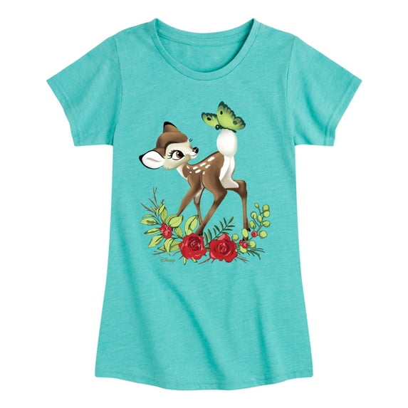 Disney Bambi - Christmas Botanical Butterfly - Toddler & Youth Girls Short Sleeve Graphic T-Shirt