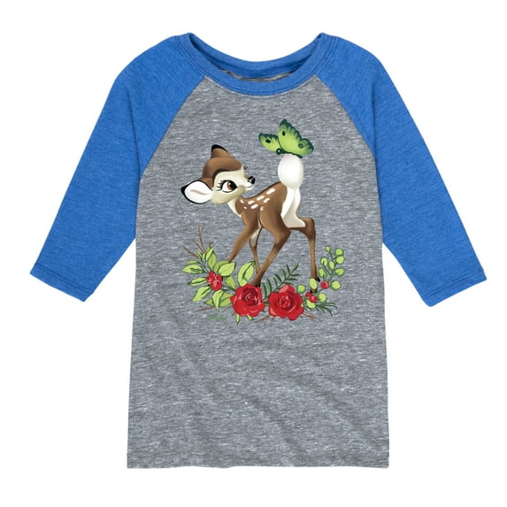 Disney Bambi - Christmas Botanical Butterfly - Toddler & Youth Raglan Graphic T-Shirt