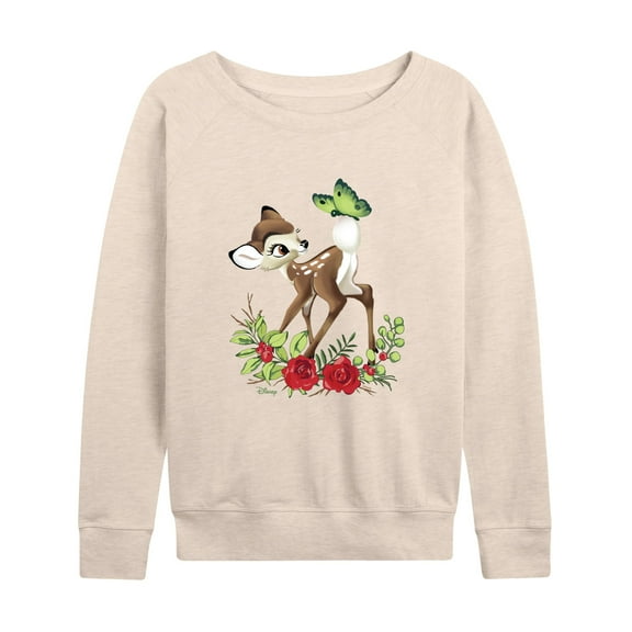 Disney Bambi - Christmas - Botanical Butterfly - Women's Lightweight French Terry Long Sleeve Shirt