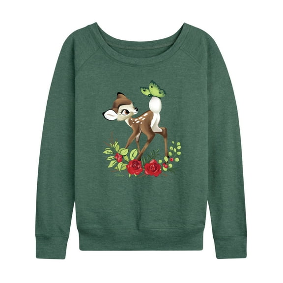 Disney Bambi - Christmas - Botanical Butterfly - Women's Lightweight French Terry Long Sleeve Shirt