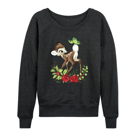 Disney Bambi - Christmas - Botanical Butterfly - Women's Lightweight French Terry Long Sleeve Shirt