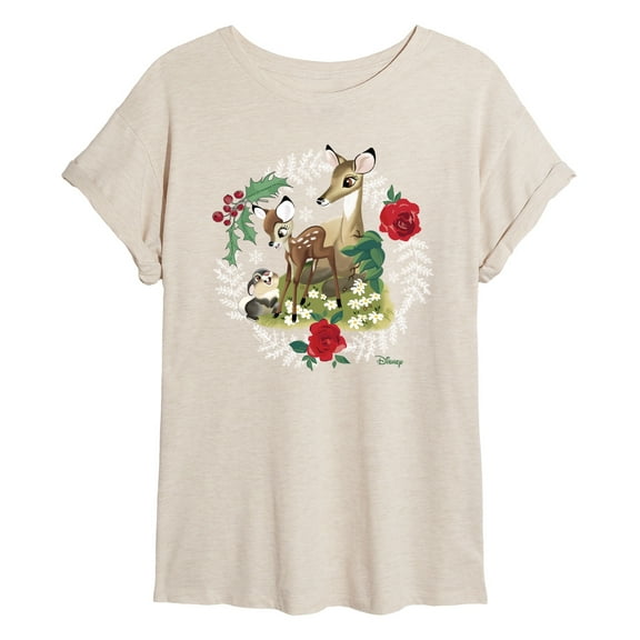 Disney Bambi - Christmas - Family In The Forest - Women's Oversized T-Shirt