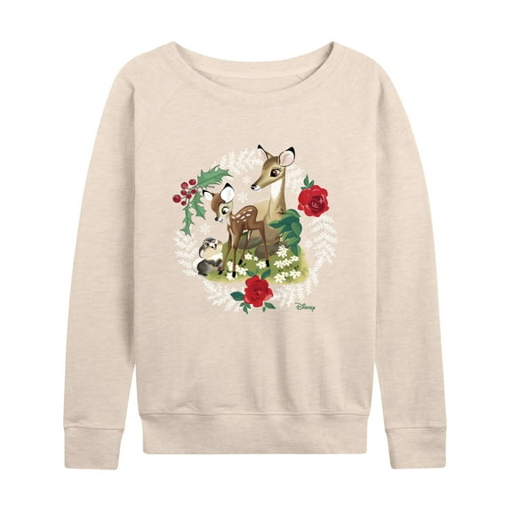 Disney Bambi - Christmas - Family In The Forest - Women's Lightweight French Terry Long Sleeve Shirt