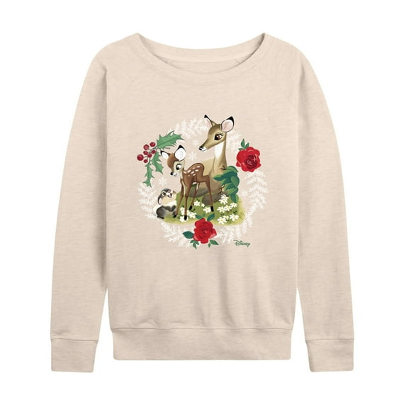 Disney Bambi - Christmas - Family In The Forest - Women's Lightweight French Terry Long Sleeve Shirt