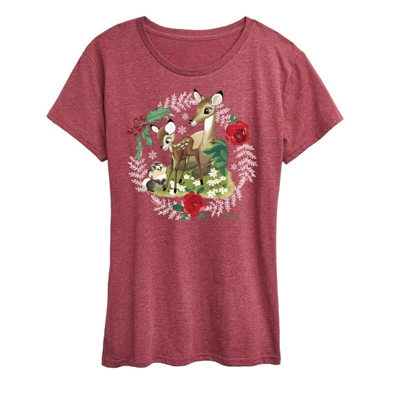 Disney Bambi - Christmas - Family In The Forest - Women's Short Sleeve Graphic T-Shirt