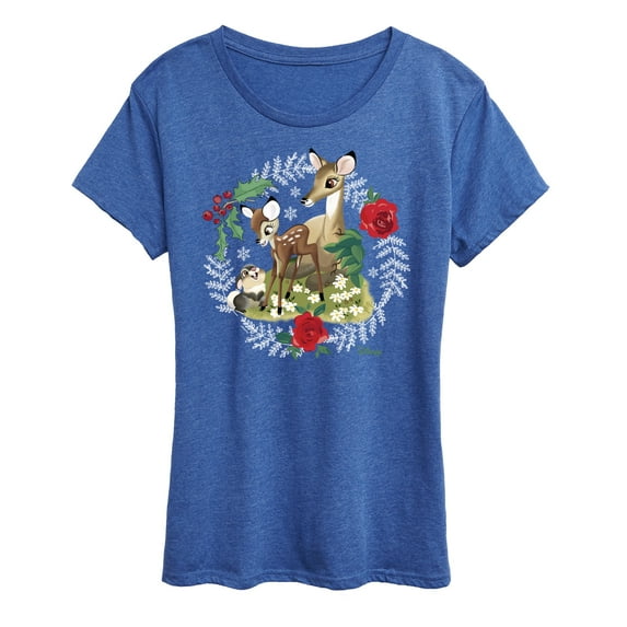 Disney Bambi - Christmas - Family In The Forest - Women's Short Sleeve Graphic T-Shirt