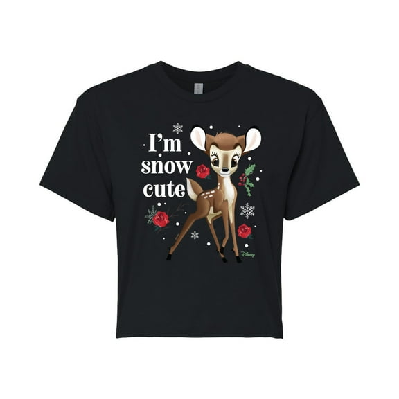 Disney Bambi - Christmas - I'm Snow Cute - Juniors Cropped Cotton Blend T-Shirt