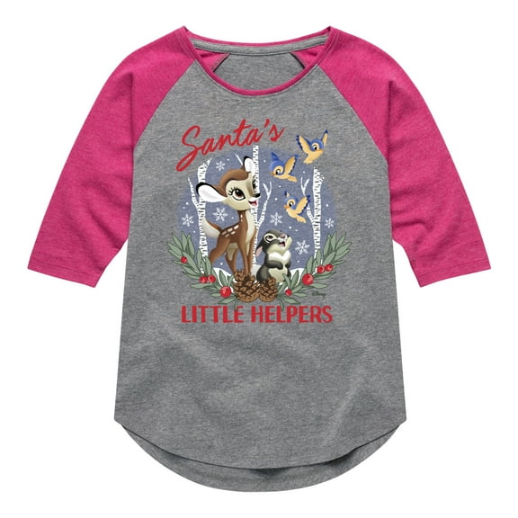 Disney Bambi - Christmas - Santa's Little Helpers - Toddler & Youth Girls Raglan Graphic T-Shirt