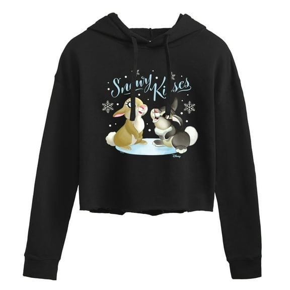 Disney Bambi - Christmas - Snowy Bunny Kisses - Juniors Cropped Pullover Hoodie