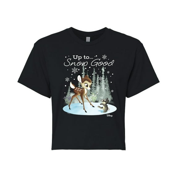 Disney Bambi - Christmas - Up To Snow Good - Juniors Cropped Cotton Blend T-Shirt