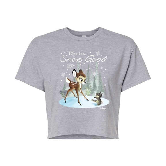 Disney Bambi - Christmas - Up To Snow Good - Juniors Cropped Cotton Blend T-Shirt