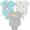 thumbnail image 1 of Disney Bambi Dumbo Thumper Newborn Baby Boys 3 Pack Bodysuits Newborn to Infant, 1 of 5