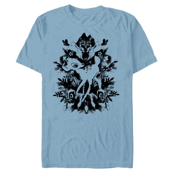 Disney Bambi Ink Drawing - Short Sleeve Blended T-Shirt for Adults -Customized-Ocean Blue