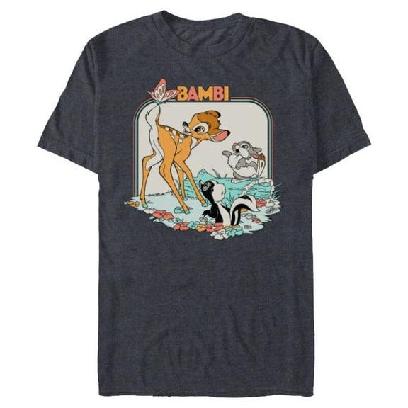 Disney Bambi Movie Retro - Short Sleeve Blended T-Shirt for Adults - Customized-Navy Heather