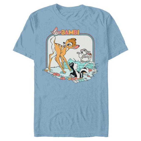 Disney Bambi Movie Retro - Short Sleeve Blended T-Shirt for Adults - Customized-Ocean Blue