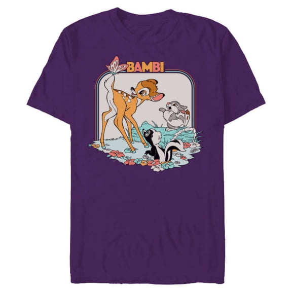 Disney Bambi Movie Retro - Short Sleeve Blended T-Shirt for Adults - Customized-Purple