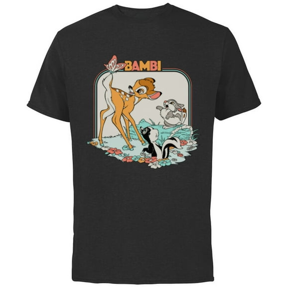 Disney Bambi Movie Retro - Short Sleeve Cotton T-Shirt for Adults - Customized-Black
