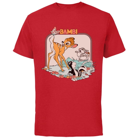 Disney Bambi Movie Retro - Short Sleeve Cotton T-Shirt for Adults - Customized-Red