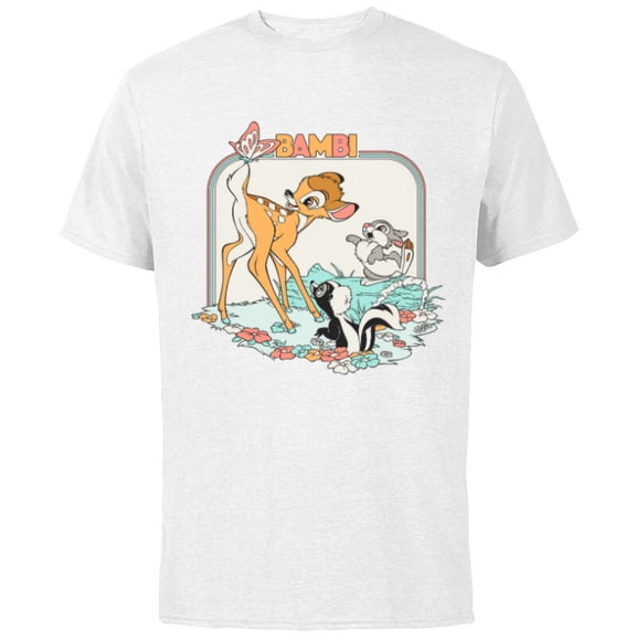 Disney Bambi Movie Retro - Short Sleeve Cotton T-Shirt for Adults - Customized-White