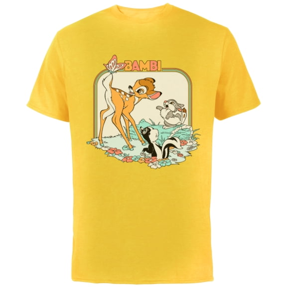 Disney Bambi Movie Retro - Short Sleeve Cotton T-Shirt for Adults - Customized-Yellow