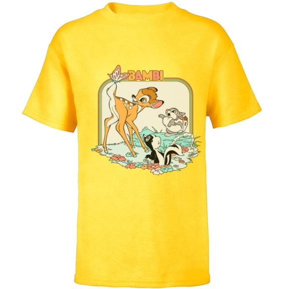Disney Bambi Movie Retro - Short Sleeve T-Shirt for Kids - Customized-Yellow