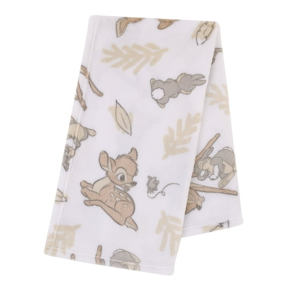 Disney Bambi Tan, Gray, and White Plush Baby Blanket