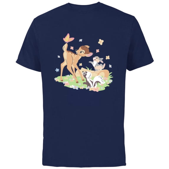 Disney Bambi Thumper & Flower Pastel Spring Easter Butterfly - Short Sleeve Cotton T-Shirt for Adults - Customized-Navy